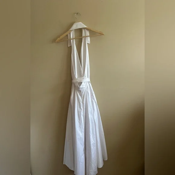 MILLY | Elegant White Halter Dress, Collared, Hi-Low, Fashion Week 2016, Size 6 - Picture 12 of 12